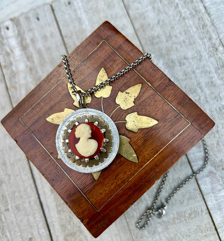 Coins and Gears Necklace - cameo