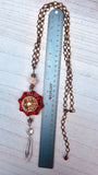 Faucet Handle Necklace - red with chandelier drop