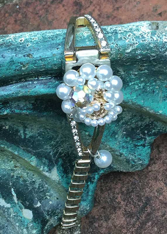 Vintage Watch Bracelet with Pearls