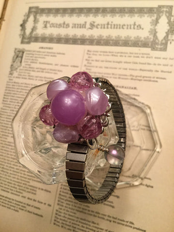 Vintage Watch Bracelet - purple bouquet