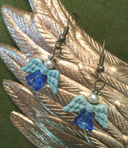 Angel Earrings two-tone blue