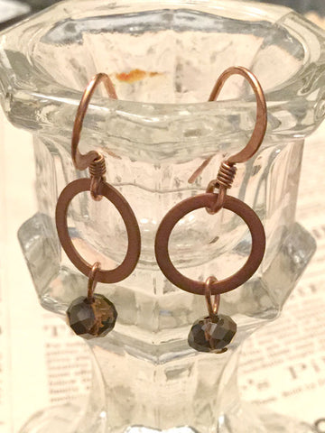 Copper Circles and Crystals Earrings