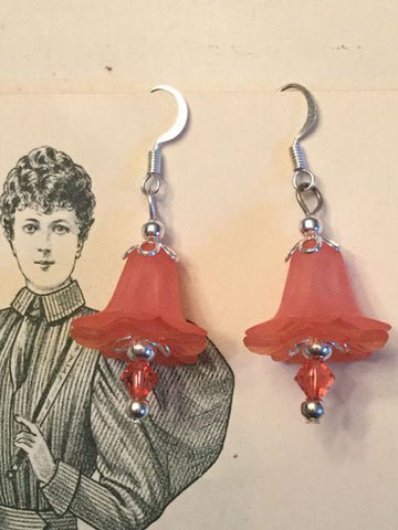 Lucite Flower Earrings - coral