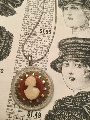 Coins and Gears Necklace - cameo