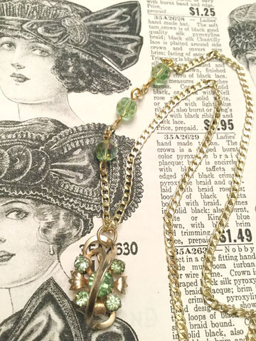 Vintage Green and Gold Swirl Necklace